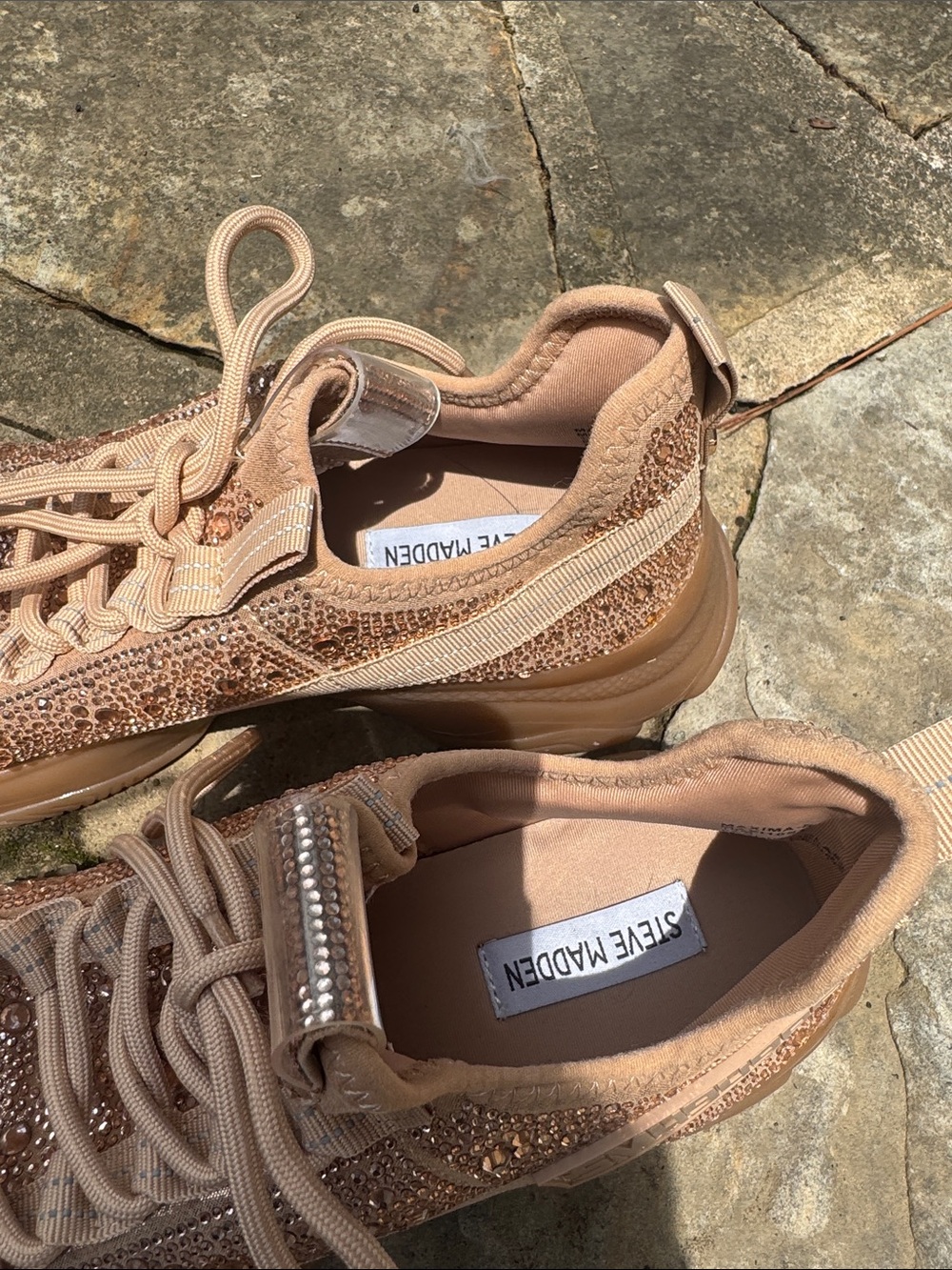 Steve Madden Maxima Blush Rhinestone Chunky Sneakers Sparkle- Size 10 - Picture 2 of 7
